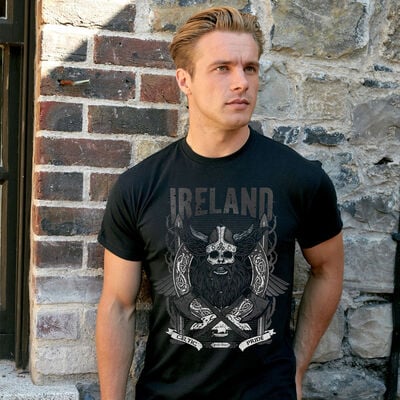 Ireland Celtic Pride Viking T-Shirt, Black Colour