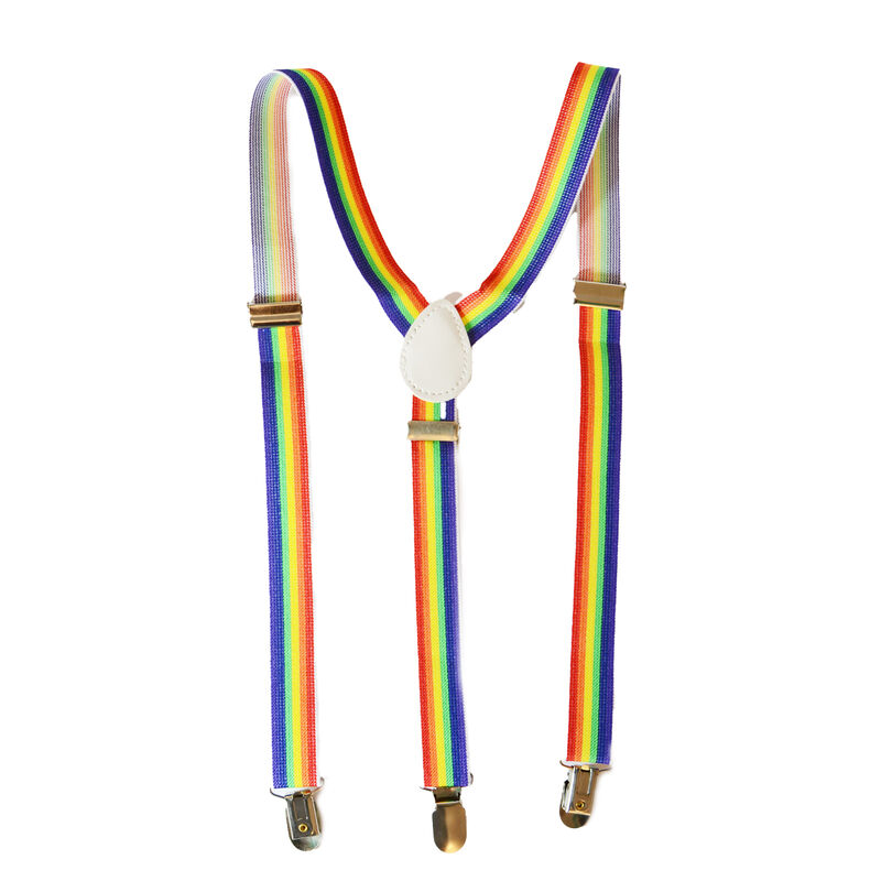 Pride Coloured Elastic Suspenders With Metal Clips, Perfect For All Sizes