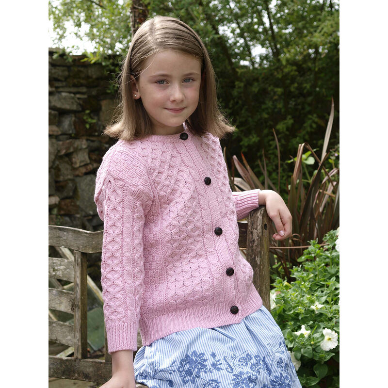100% Merino Wool Children's Cardigan, Pink Colour