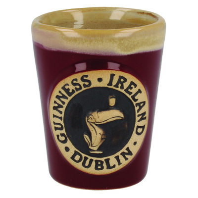 Official Guinness Pottery Shot Glass With Toucan Logo Design