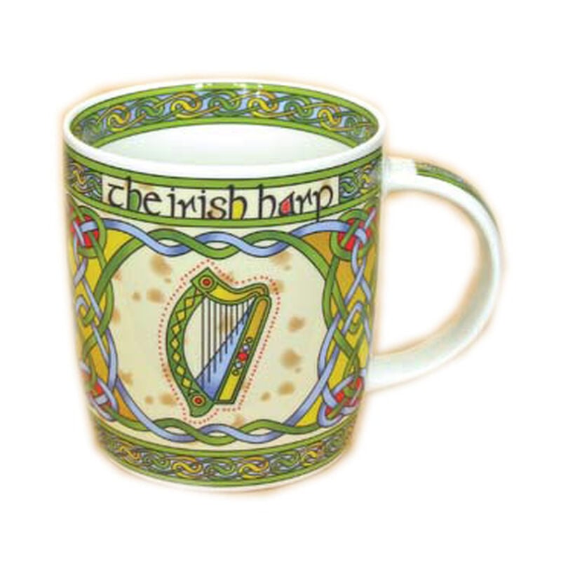 Irish Weave Bone China Mug Collection With Harp Ring Print