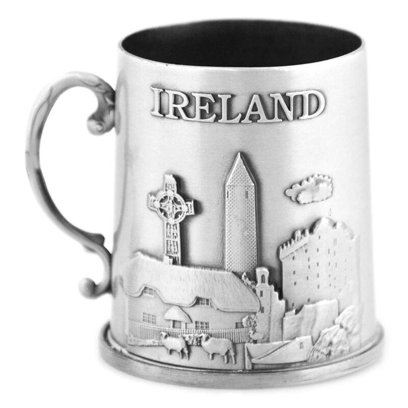 Irish Heritage Mini Metal Ireland Collage Tankard  Silver Colour