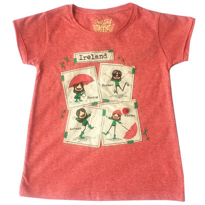 Red Girls Kids T-Shirt Of Images The Four Seasons Of Ireland
