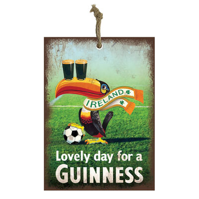 Official Guinness Mini Metal Bar Sign With Football Toucan Design