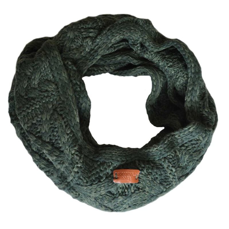 Aran Traditions Knitted Style Cable Design Snood  Dark Green Colour