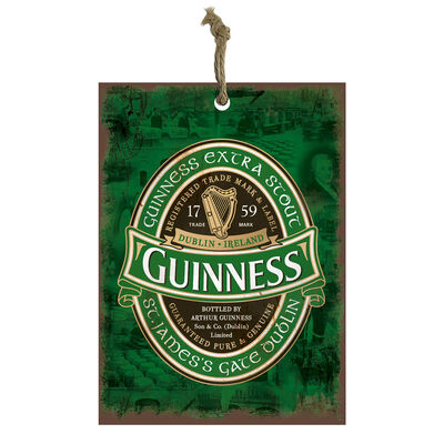 Official Guinness Mini Metal Bar Sign With Extra Stout Logo Design