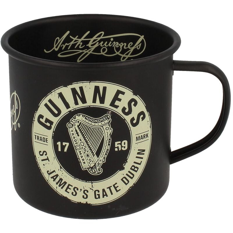 Guinness Enamel Mug With St' James Gate Label Black Design