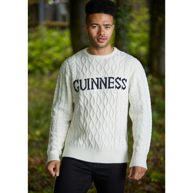 White Guinness Aran Knit Sweater