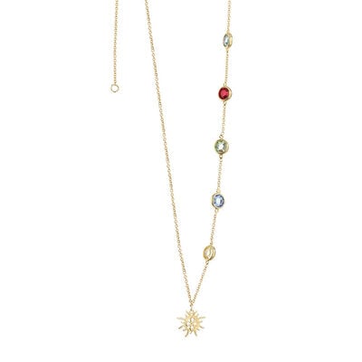 Gold Plated Amy Huberman Newbridge Silverware Necklace With Multi Coloured Stones