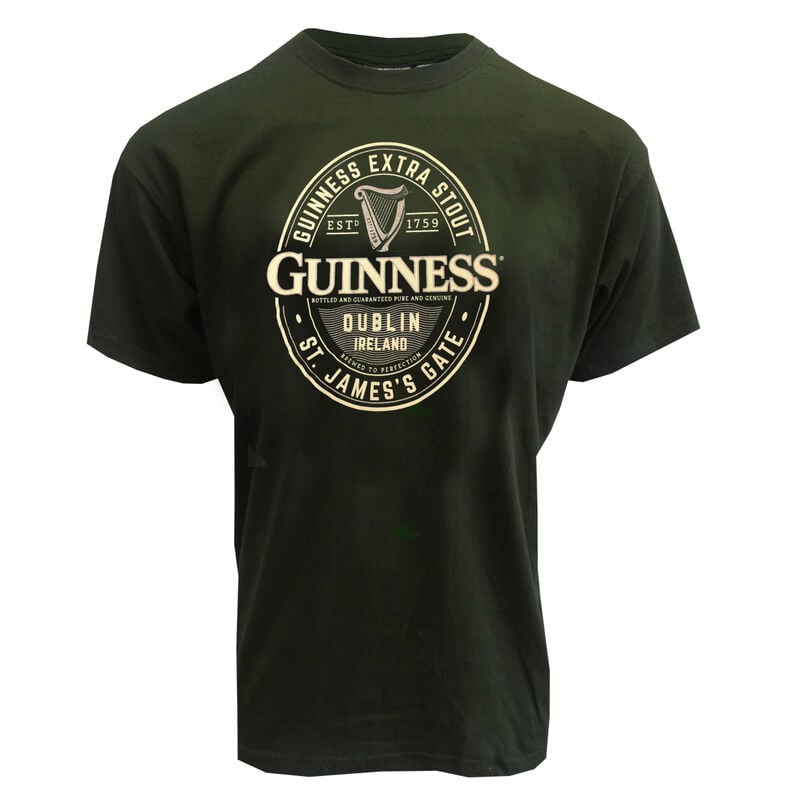 Guinness T-Shirt With Brewed In Dublin Bottle Label Bottle Green Colour