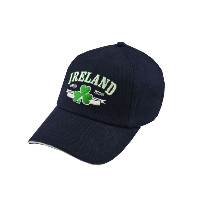 Baseball Cap With Embroidered Ireland Limited Edition Print And Shamrock  Navy