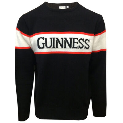 Official Guinness Crew Neck Jumper With Guinness Print, Black Colour