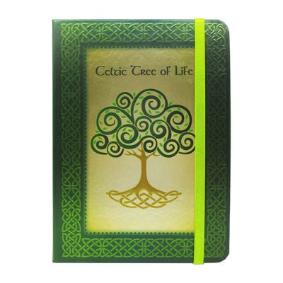 Green Celtic Irish Tree Of Life Designed Foil Hardback Notebook