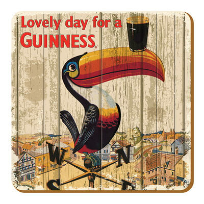 Nostalgic Guinness Coaster With Toucan On Weathervane Design