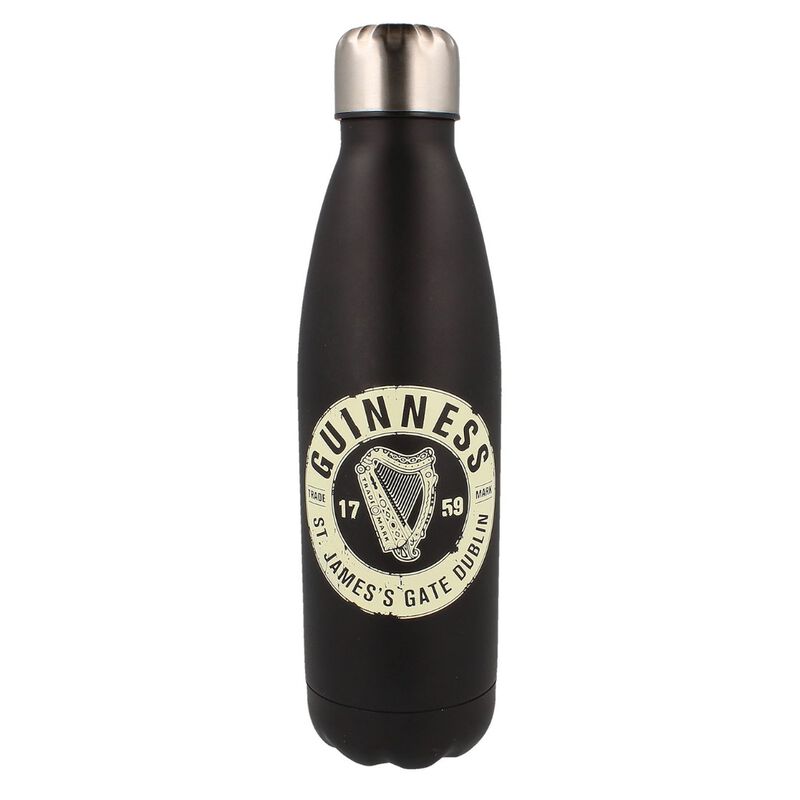 Official Guinness Metal Water Bottle  Black Colour With Guinness Harp Logo