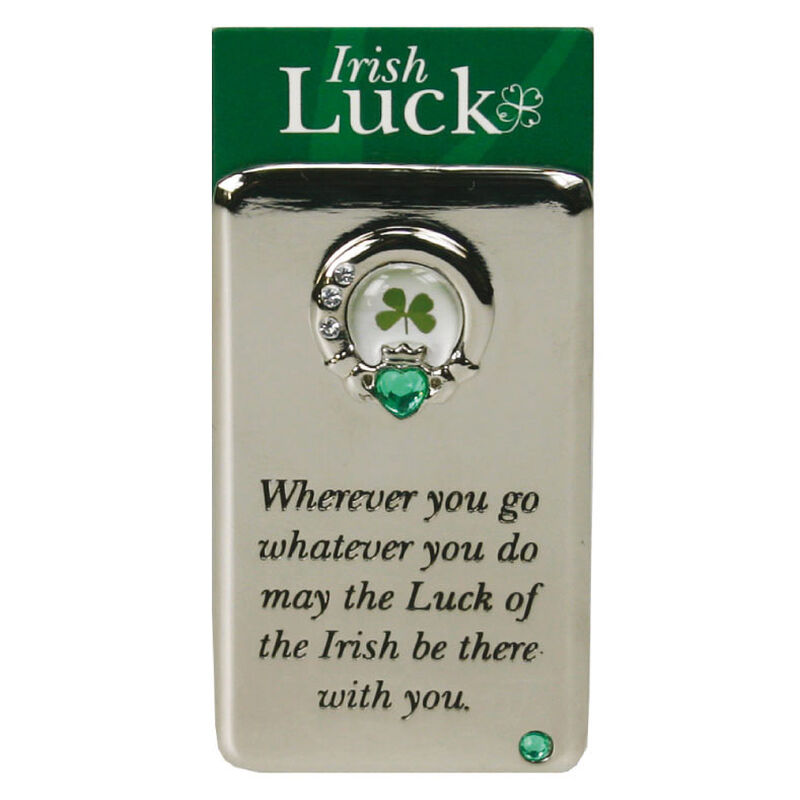 Metal Magnet With Four Leaf Clover Irish Luck Blessing