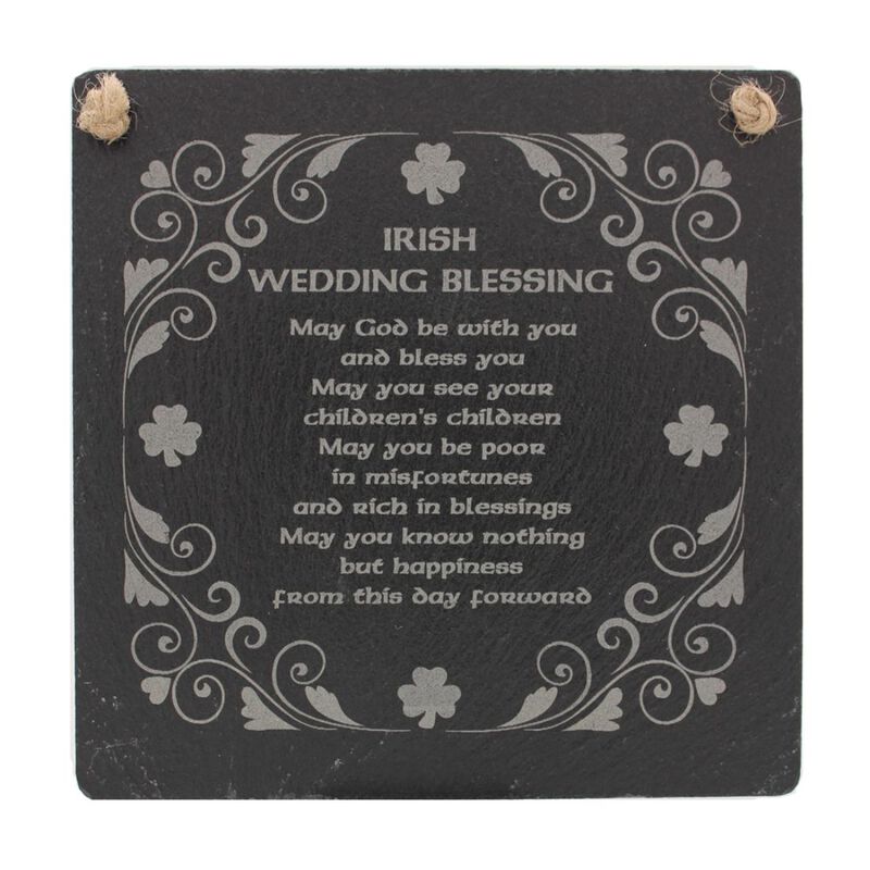 Irish Slate Rectangular Hanging Plaque With Irish Wedding Blessing Design