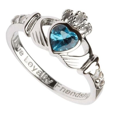 Shanore Claddagh December Blue Topaz Birthstone Ring