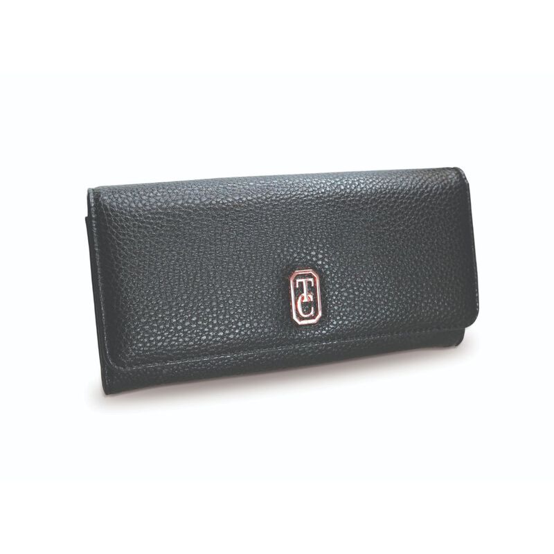 Tipperary Crystal Large Black Ladies Wallet With Gold Hardware