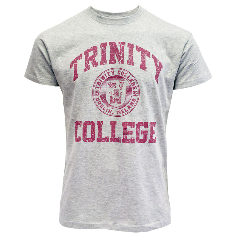Trinity College T-Shirt With College Seal Design  Grey Marl Colour