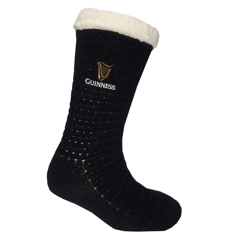 Guinness Non-Slip Slipper Socks With Logo Design Black And White Colour
