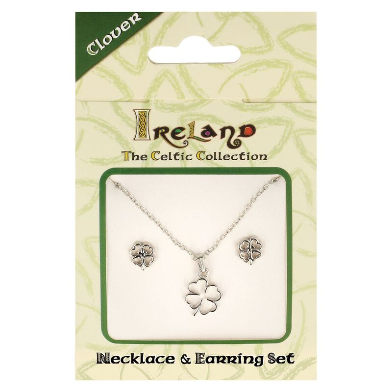 Ireland The Celtic Collection Four Leaf Clover Jewellery Set 