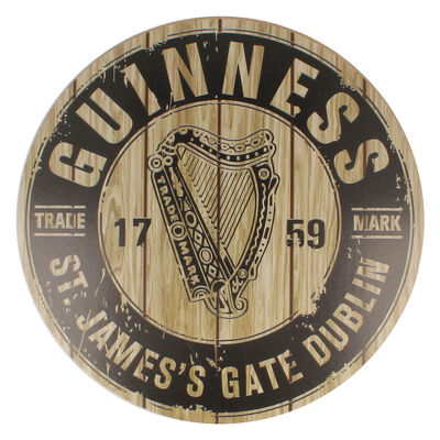 Official Guinness Round Wooden Sign