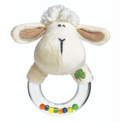 Daisy The Irish Sheep Baby Rattle With Shamrock Design  Cream Colour