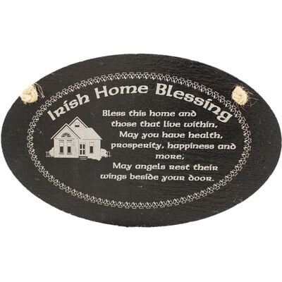 Irish Slate Oval Hanging Plaque With Irish Home Blessing Design