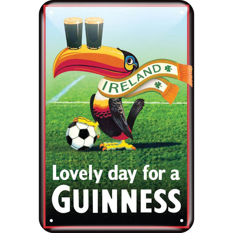Guinness Metal Sign With Iconic Toucan With Football Design (20Cm X 30Cm)