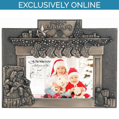 Bronze 6 x 4" Photo Frame With Christmas Decorations Fireplace Design