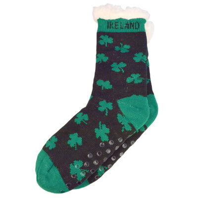 Super Soft Non-Slip Ireland Shamrock Design One Size Slipper Socks