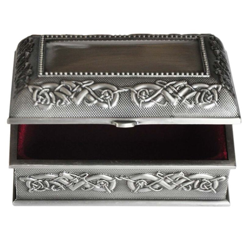 Mullingar Pewter Jewelry Box With Celtic Pattern - Medium Size