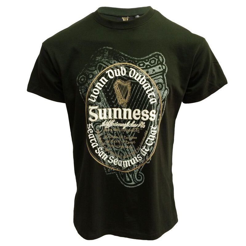 Official Guinness T-Shirt With Irish Label  Bottle Green Colour