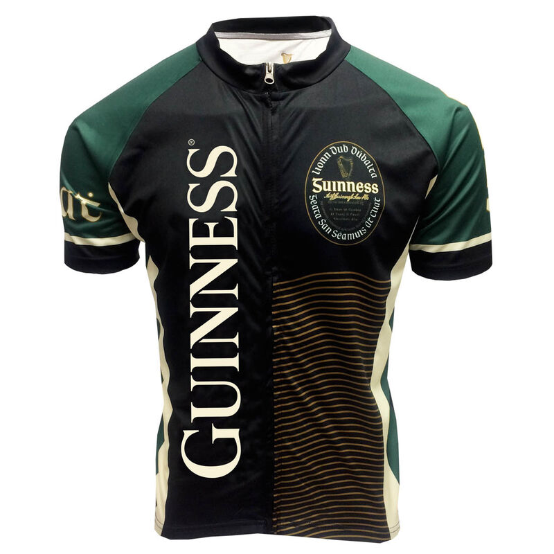 Guinness Cycling Jersey With Irish Label Design, Bottle Green And Black Colour