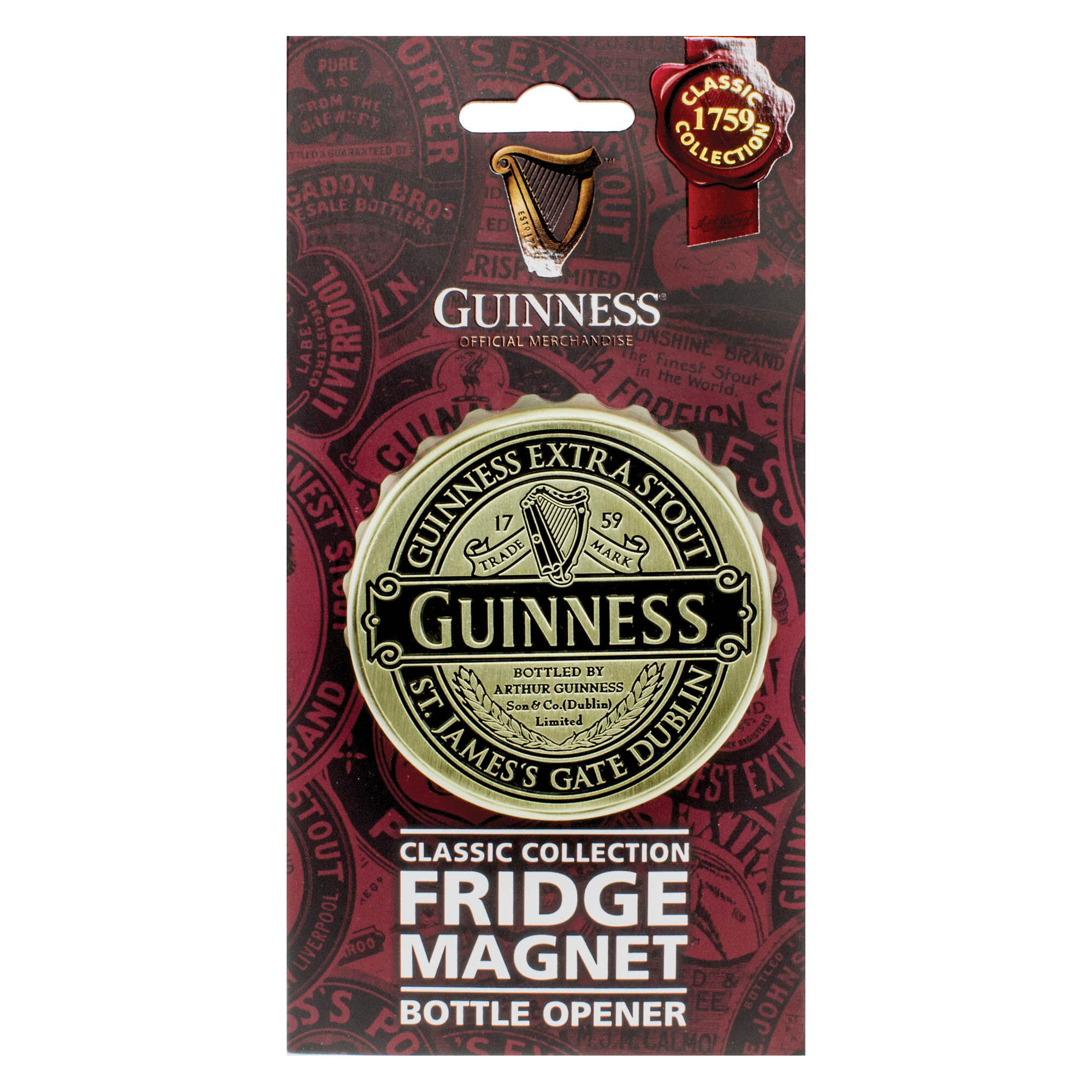 Guinness 3D Bottle Shaped Magnet With Classic Collection Label Design 