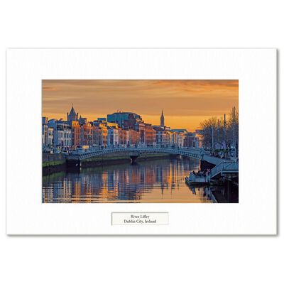 Visions Of Ireland Mounted Prints – River Liffey Sunset  Dublin