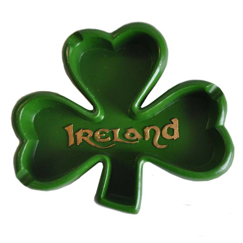 Green Irish Shamrock Designed Resin Ashtray With Ireland Text