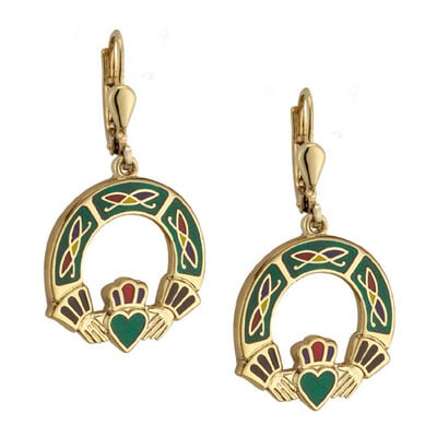 Gold Plated Claddagh Earrings