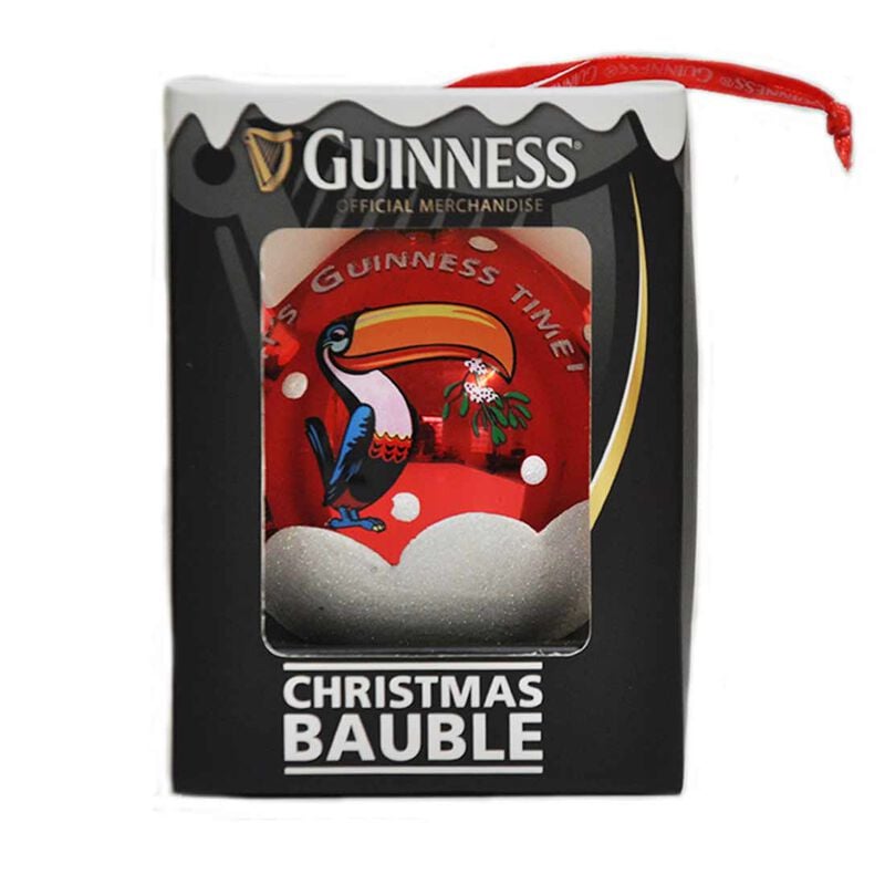 Plastic Christmas Bauble With Guinness Toucan Design In Red Colour