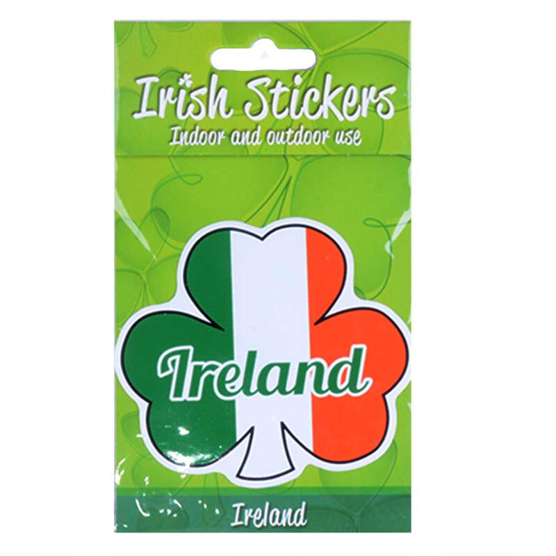 Shamrock Designed Tri-Colour Sticker With Ireland Text