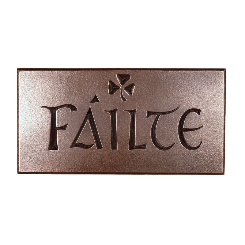 Hand Crafted Bronze Plaque With Fáilte And Shamrock Design