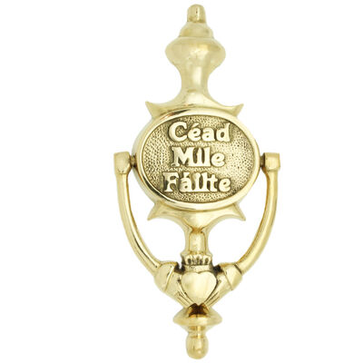 Solid Brass Door Knocker With Cead Mile Failte and Claddagh Design
