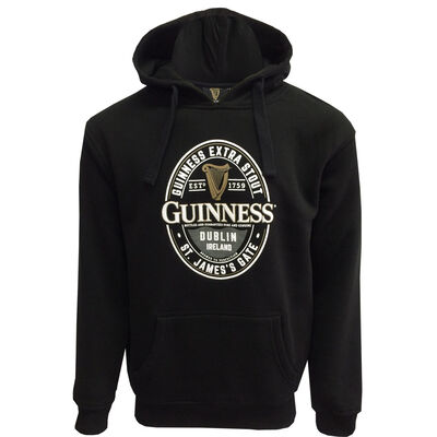 Guinness Pullover Hoodie With Large Brewed In Dublin Label Black Colour