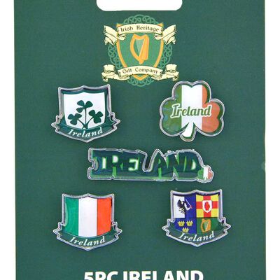 Irish Clutch Lapel Pin Set With A Variety Of Ireland Designs  5 Pieces