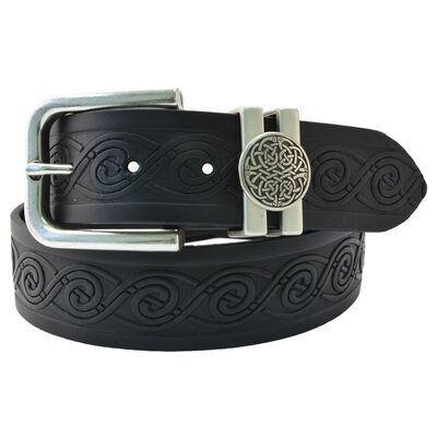 Lee River 40Mm Genuine Black Leather Belt With Celtic Loop Buckle