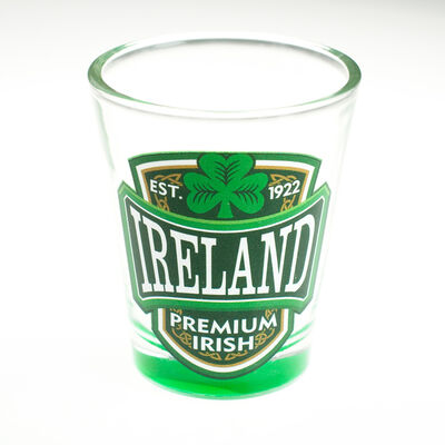 Loose Shot Glass With Ireland  Premium Irish And Green Shamrock Design