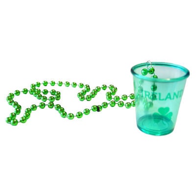 Funny Bright Beaded Necklace With Plastic Ireland Shot Glass