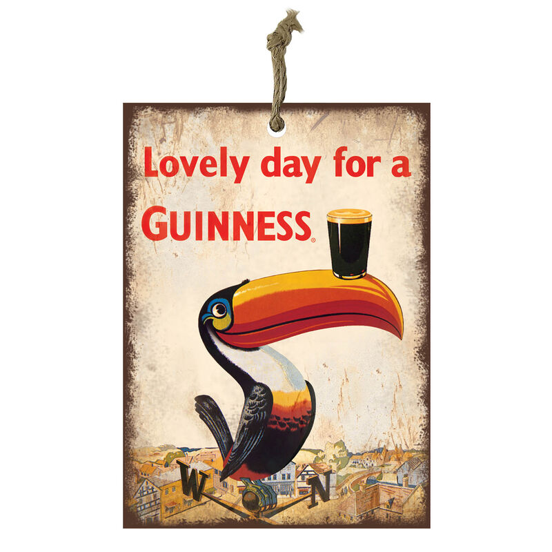 Official Guinness Mini Metal Bar Sign With Toucan And Pint Glass Design