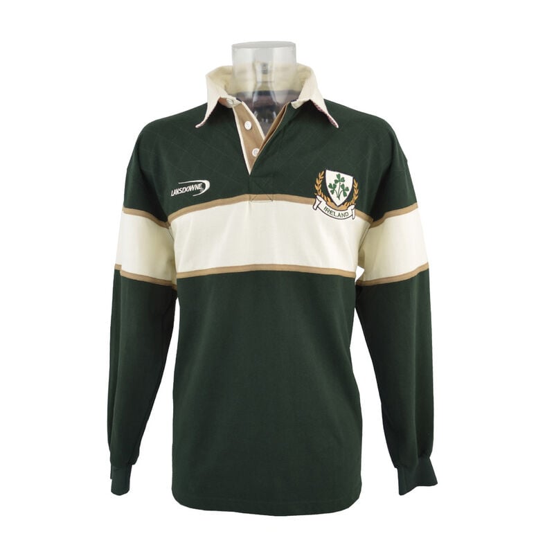 Ireland Striped Long Sleeve Rugby Shirt  Bottle And Natural Colour